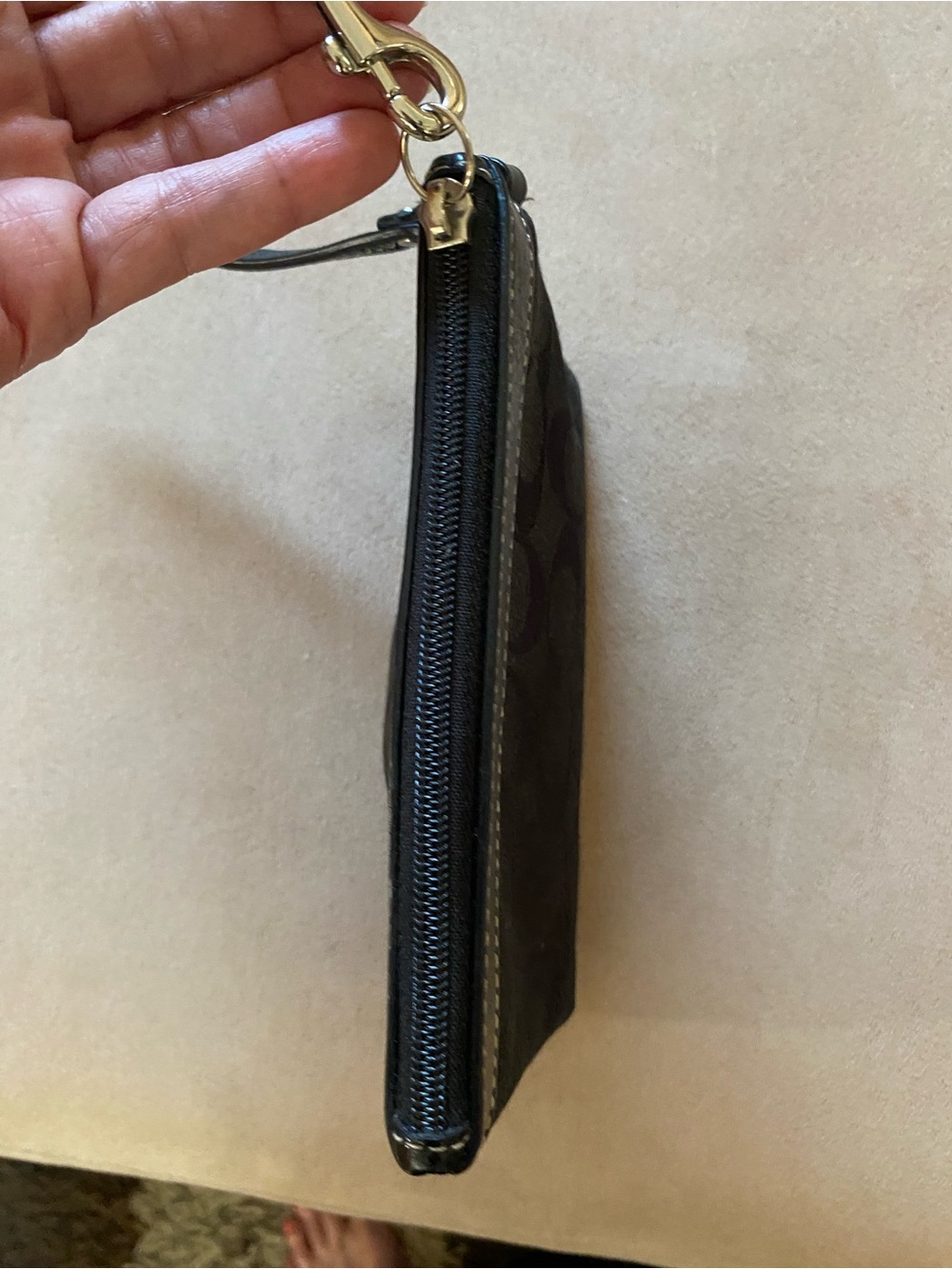 Coach Black Signature Jacquard Wristlet with Leather Trim - Picture 10 of 10